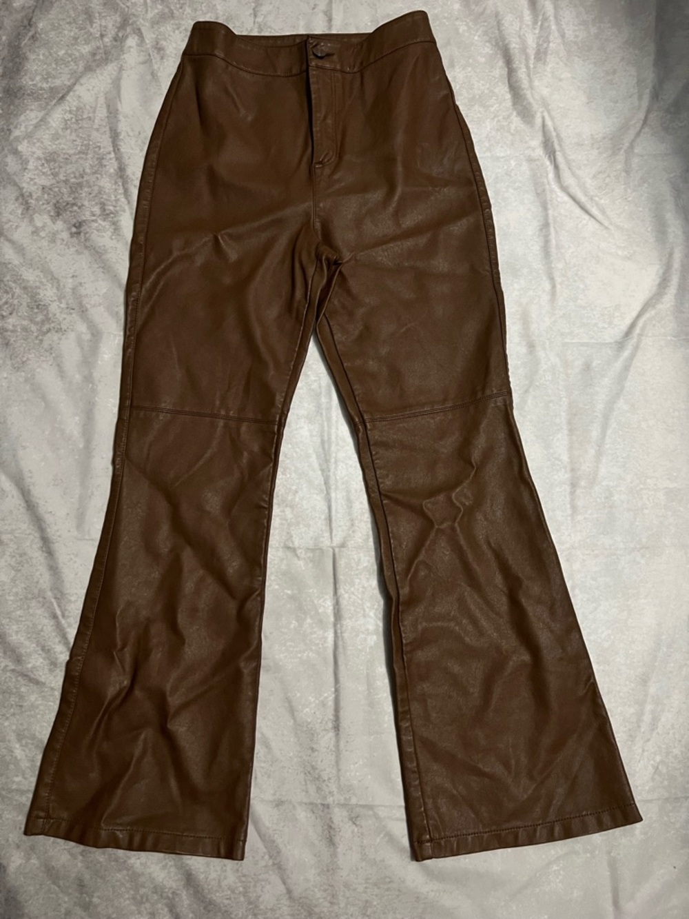 Free People Brown Faux Leather Flare Jeans